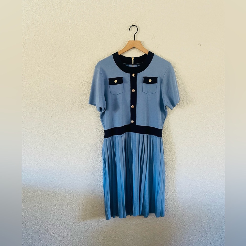 Alexia Admor Blue Knit Fit & Flare Dress